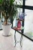 Iron/Glass Round Side Coffee Table Mosaic Design Garden Patio Flower Plant Stand
