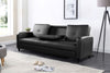Sofa Bed Faux Leather with Cup holder and Armrests 3 Seater Black Brown Ash Grey