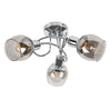 Chrome Ceiling Light Fitting 3 Way Swirl Smoked Glass Shades Lampshade LED Bulbs