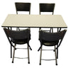 Meta Folding Dining Table with 4 Artificial Faux Leather Padded Chairs Set