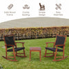 3 Pieces Rocking Chair Set Outdoor Conversation Furniture Patio Wicker W/ Table