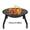 19.5" Cast Iron Outdoor Fire Pit and Bowl, Round Patio Outdoor Fire Pit for BBQ
