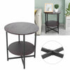 2-Tier Round Side End Table Metal Wood Coffee Tea Sofa Desk For Home Living Room