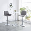 2pcs Gray Faux Leather Silver Chromed Base Swivel Bar Stool Height Adjustable