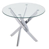 Round Tempered Glass Dining Table Morden Kitchen Table with Chromed Legs Chrome
