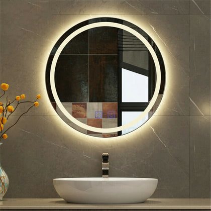 Waterproof Round LED ILLUMINATED Bathroom Mirror Touch/Demister/Gradient Light