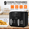 9L Air Fryer Oil Free Healthy Dual Zone Frying Cooker Low Fat Digital Oven 2400W