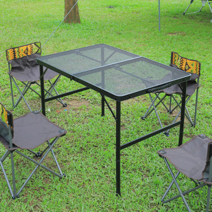 Ajustable Camping Table Portable Outdoor Trip BBQ Tall Metal Desk Garden Foldabl