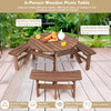 6-Person Outdoor Wooden Round Picnic Table Garden Circular Picnic Bear Table