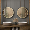 Large Round LED Bathroom Mirror Light Dimmable Anti-Fog Makeup Wall Mirror Gold