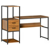 Industrial Computer Desk w/ Shelf Drawer, Home Writing Table, Walnut Brown