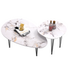 2pcs Luxury Coffee Table Marble Effect Cafe Center Table Living Room Bedroom Dec
