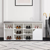 Wooden Shoe Bench with Cushion Shoes Storage Bench Padded Seat Shelves Drawers