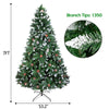 7FT Christmas Tree White Flocking Spray PVC 1350 Branch Metal Stand W/ Pine Cone