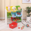 Children Bookshelf Kids Sling Book Rack with Storage Bins Toys Organizer White
