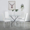 4pcs White Faux Leather High Back Dining Chairs Metal Legs Dining Room Kitchen