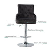 Luxury Wide Bar Stool Plush Velvet Button Chair Island Home Barstool Tufted Back