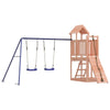 Playhouse with Climbing Wall Swings Solid Wood R6I3