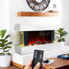 White LED Flame Electric Fireplace Tempered Glass Fire Heater Wi-Fi Wall Mounted