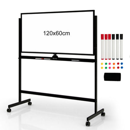 Double-Sided Magnetic Mobile Whiteboard Adjustable Mobile Rolling Erase Board