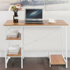 Computer Desk PC Table Workstation Home Office with 2 Shelves Walnut/White