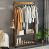 Heavy Duty Vintage Wood Clothes Rail Rolling Hanging Garment Rack Storage Shelf