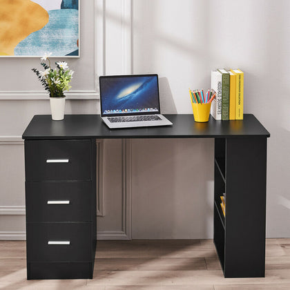 Computer Desk PC Table Office Study Storage W/3 Shelves& 3 Sliding Rail Drawers