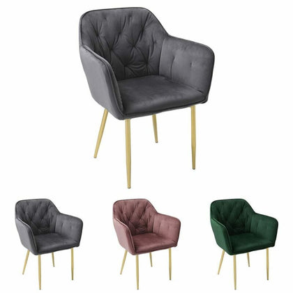 Modern Dining Chair Velvet Padded Seat Tufted Back Armchair Kitchen Home Office