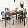 5PCS Dining Table & Chair Set Breakfast Bar Kitchen Furniture with Padded Seat