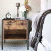 Industrial Bedside Table 1/2 Drawer Vintage Bedroom Nightstand End Table Cabinet
