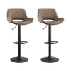 Set of 2 Faux Leather Bar Stools Swivel Gas Lift Foot Rest Pub Chair Brown Grey