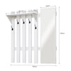 Wall Mounted Coat Rack w/ Mirror Hook Rack Shelf 5 Hooks Hallway Entryway White