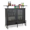 4-Tier Home Bar Table Industrial Metal Wine Bar Cabinet w/ 2 Storage Shelves