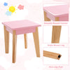 Kids Dressing Table and Stool Set Girls Vanity Table with Tri-Folding Mirror
