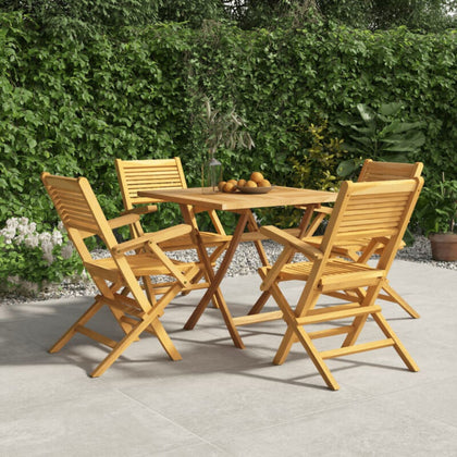 5 Piece Garden Dining Set Solid Wood Teak N5D5