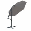 3M Garden Parasol Outdoor Hanging Sun Shade Banana Umbrella Cantilever Grey