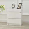 Nightstand Bedside Table W/ 2 Drawer High Gloss White Black Modern