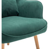 Velvet Upholstered Armchair with Footstool Cushion Retro Wing Back Sofa Chair