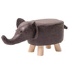 Elephant Footstools Animal Stool Ottoman Fabric PU Padded Seat Wood Legs Pouffe