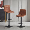 2x Faux leather Bar stools Gas lift Swivel Black Metal Base Kitchen Chairs Pub
