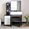 Dressing Table with Drawers, Mirror Stool Set Makeup Desk Vanity Table Bedroom