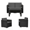 4 Pc Black Lounge Garden Furniture Patio Rattan Design Conversation Set Cushions