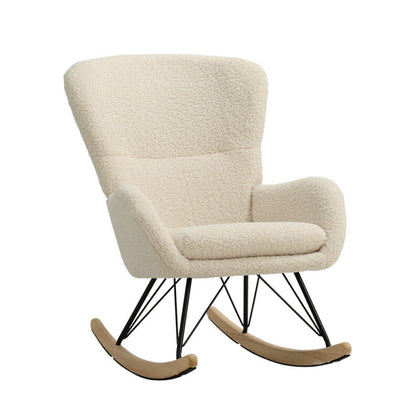 Teddy Lambswool Rocking Chair Armchair Lounge Fireside Relax Lazy Sofa Recliner