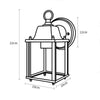 New Black Metal & Glass Outdoor Waterproof Lantern Wall Light Lamp Garden Porch