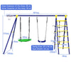 5-In-1 Outdoor Kids Swing Set Children Climbing Ladder Games W/ Basketball Hoop
