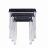 3x Black Marble Tempered Glass Side End Table Nested Table Stainless Steel Tubes