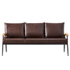 Brown Faux Leather Sofa 3 Seaters Armchair Metal Legs Couches Living Room Modern
