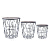 Pack of 3 Round Nested Geometric Wire Occasional Side End Table Storage Basket