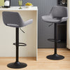 2 x Grey/Brown Bar Stools Swivel Padded Seats High Chairs Technology Cloth