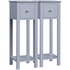 Grey Bedside Tables Set of 2PCs Slim Nightstands End Tables with Shelf & Drawer